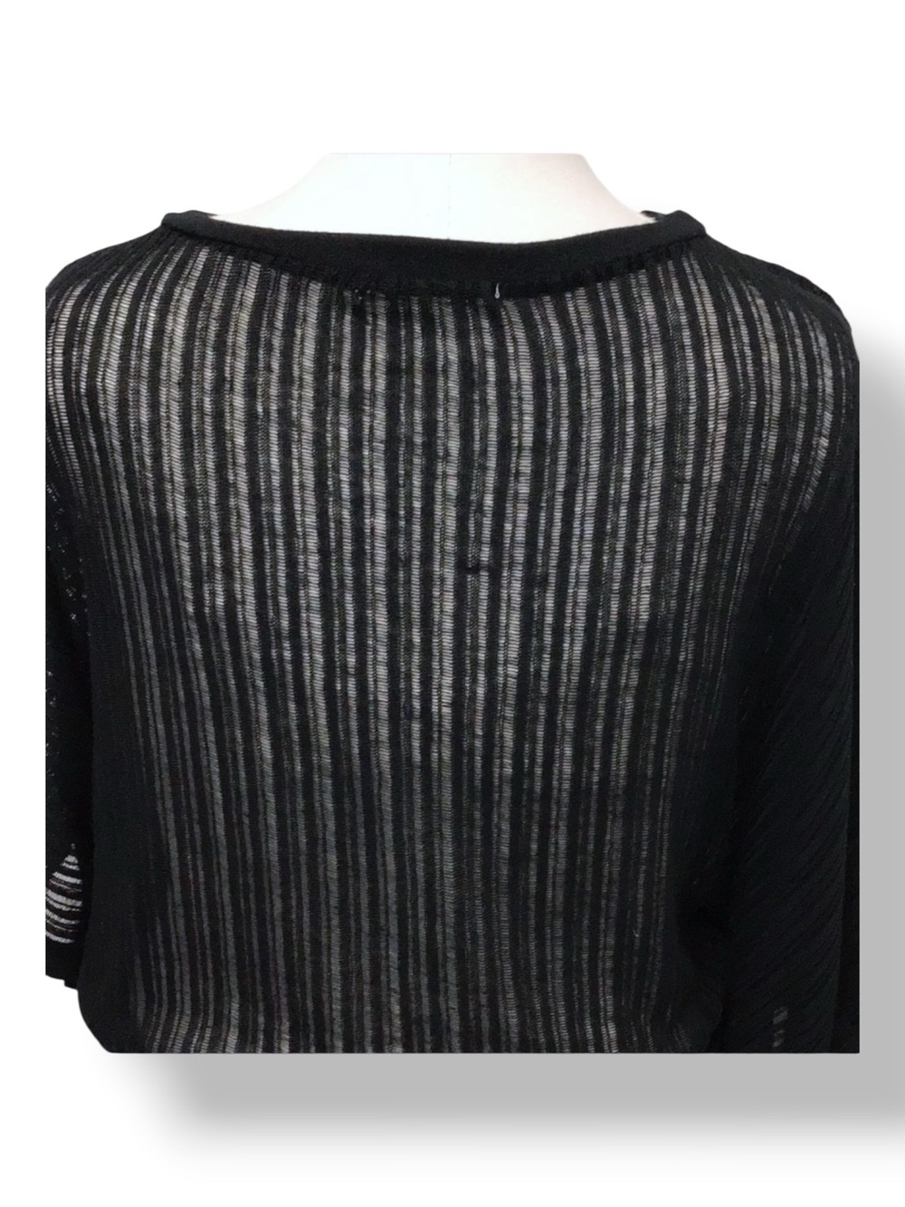 Pleione Women’s Short Sleeve Crew Neck Bat-Wing Sheer Pullover Top, Black,  S - Picture 4 of 7